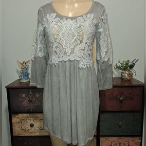 FASHION APPAREL & ACCESSORIES GREY TUNIC TOP SZ SM/ MED